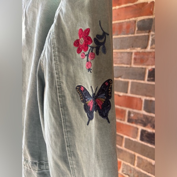 Billy T Green Jean Denim Floral Embroidered Butterfly Jacket Size XL - Picture 7 of 12